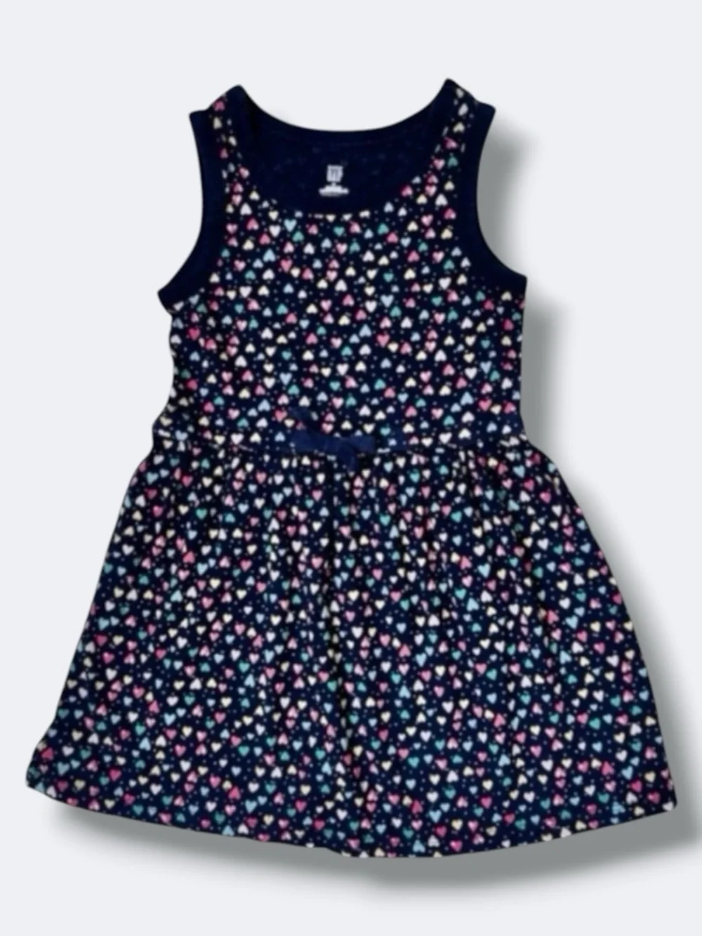 Baby Gap Dress Girls 3T Navy Blue Rainbow Hearts Tank Cotton Casual